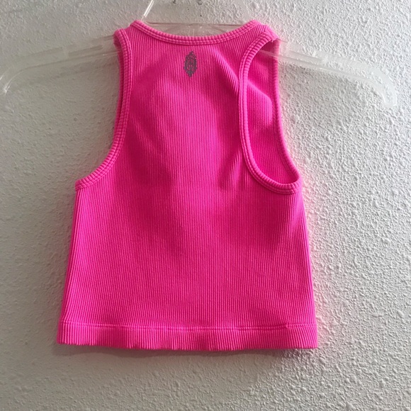 NWT Free People Seamless ribbed Pink Crop tank - Picture 5 of 6